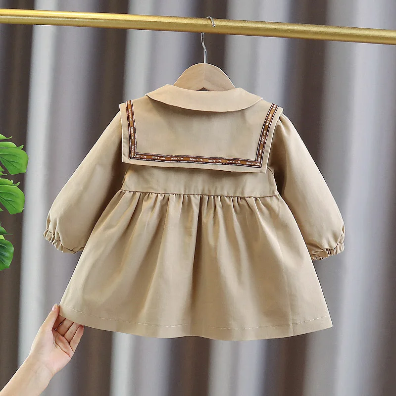 

Girls Korean Style Kids Windbreaker Long Clothing Outerwear Children's Baby Top Spring Solid Coat Trench Jacket Casual Autumn