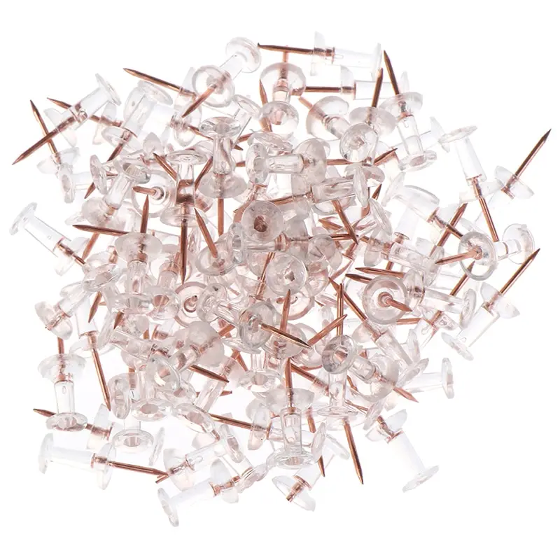 

100PCS Push Pins Thumb Thumbtack Board Pins Drawing Photo Wall Studs Office School Supplies Transparent Rose Gold