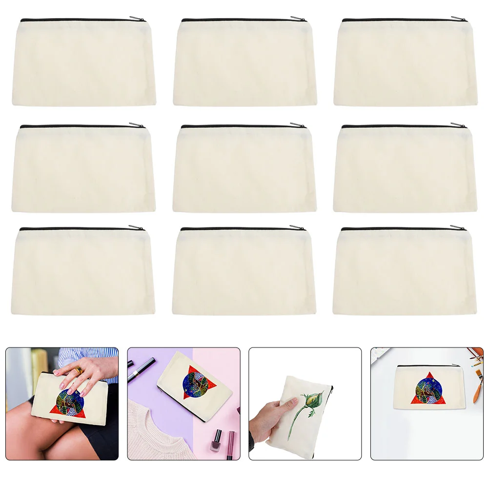 

Pouch Canvas Zipper Transfer Makeupbag Pencilheat Iron Container Toiletry Travel Vinylcase Pen Craft Diy Blank Sublimationpurse