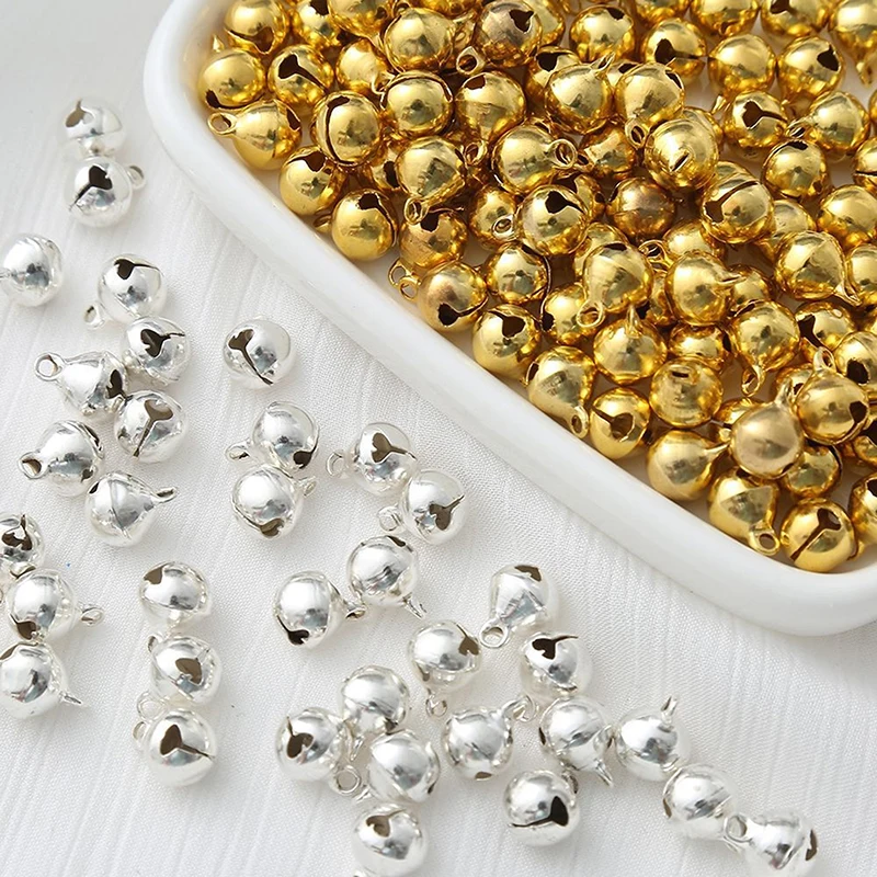 100 шт. 6/8/10 мм мини-алюминиевый золотой красочный кулон в виде колокольчиков