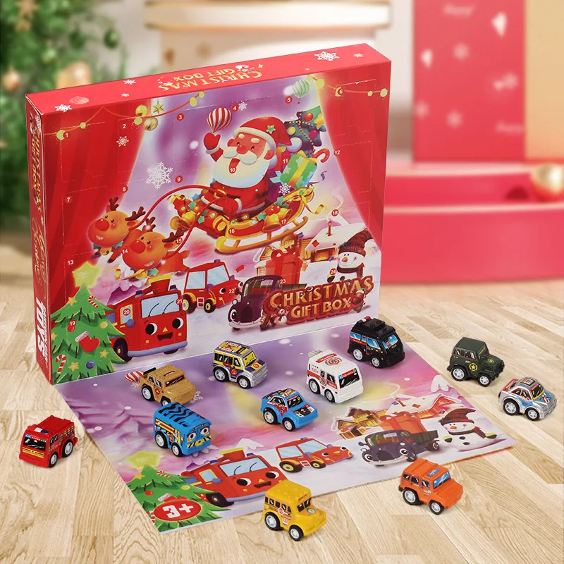 

Christmas Countdown 24 Calendar Blind Box Surprise Creative Pull-back Inertial Toy Car Children's Toys Holiday Gift