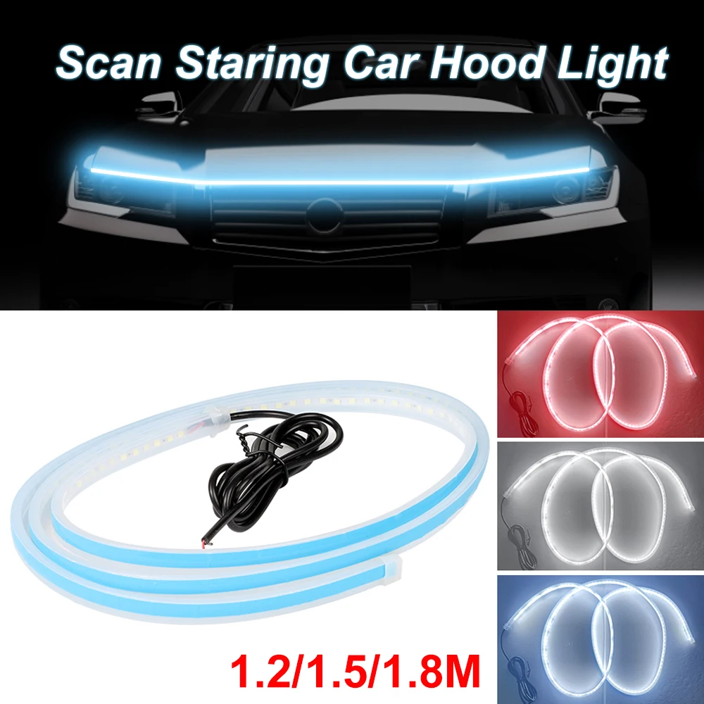 

Scan Starting LED Car Hood LED Strips Universal Auto Engine Hood Decorative Ambient Lamp 12V Modified Car Daytime Running Light