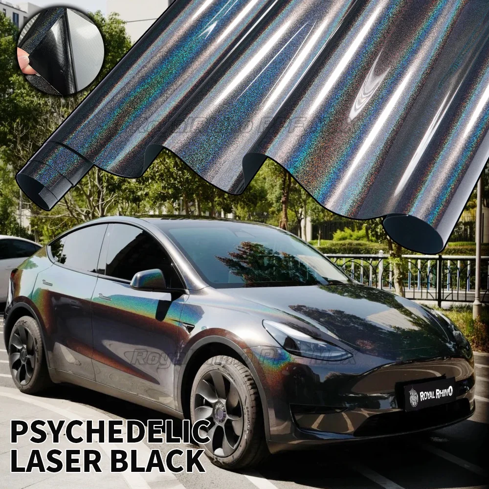 

Глянцевые радужные лазерные черные автомобильные наклейки для автомобильных аксессуаров для транспортных средств, виниловая пленка, пленка, автомобильная пленка, крышка