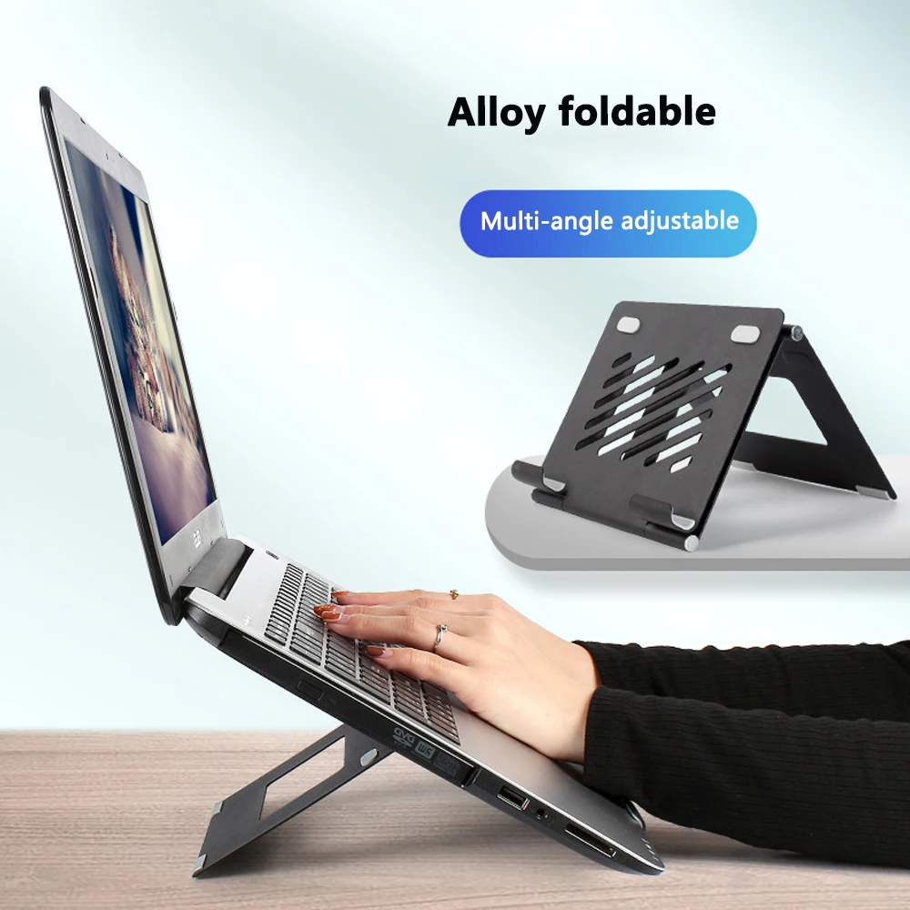 

Universal Foldable Tablet Bracket Stand Adjustable Desktop Mount Stand Metal Laptop Holder Portable Lazy Bracket withCoolingBase