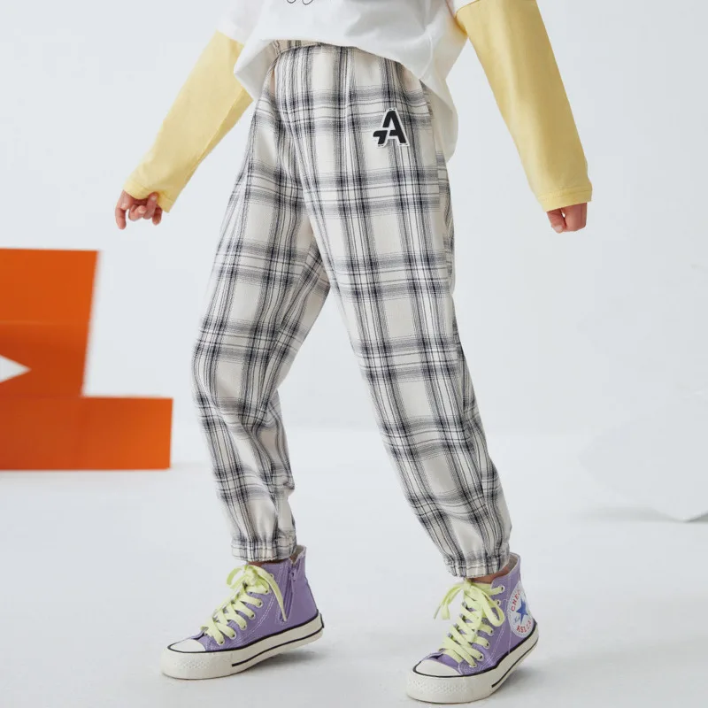 

Girls' Mosquito Proof Pants 2022 Summer New Lightweight Breathable Checked Medium Size Children's Pants