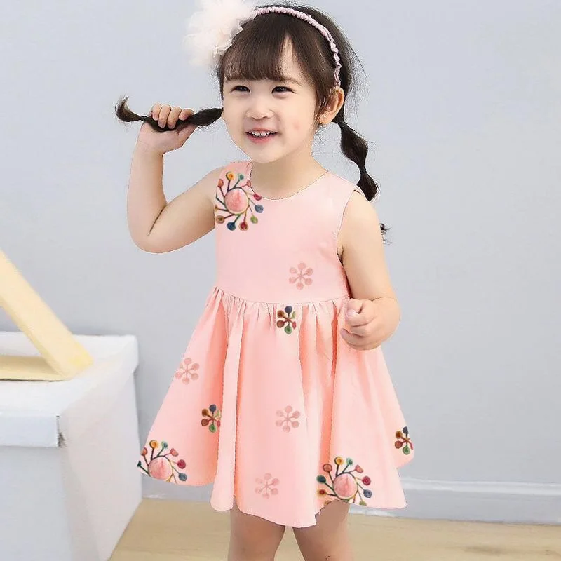 

Baby Dress Girls Cotton Summer Kids Skirt New Fashion Princess Dresses Sleeveless Floral Dress Children's Clothing Girl Casual