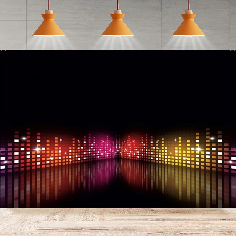 Фон для фотосъемки в стиле диско неоновый 90-х годов музыкальная сцена ночной клуб