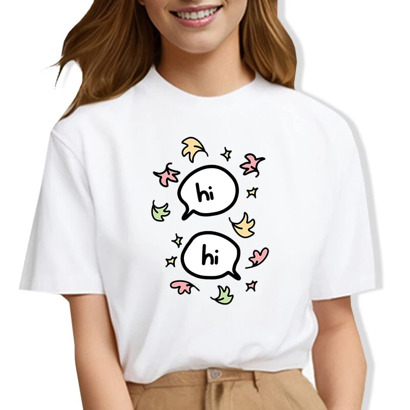 Женская модная летняя футболка с коротким рукавом и принтом в виде листьев