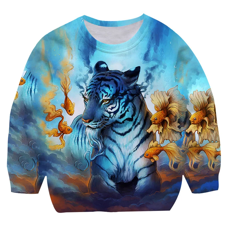 

Детский спортивный свитшот с принтом тигра, на осень/зиму