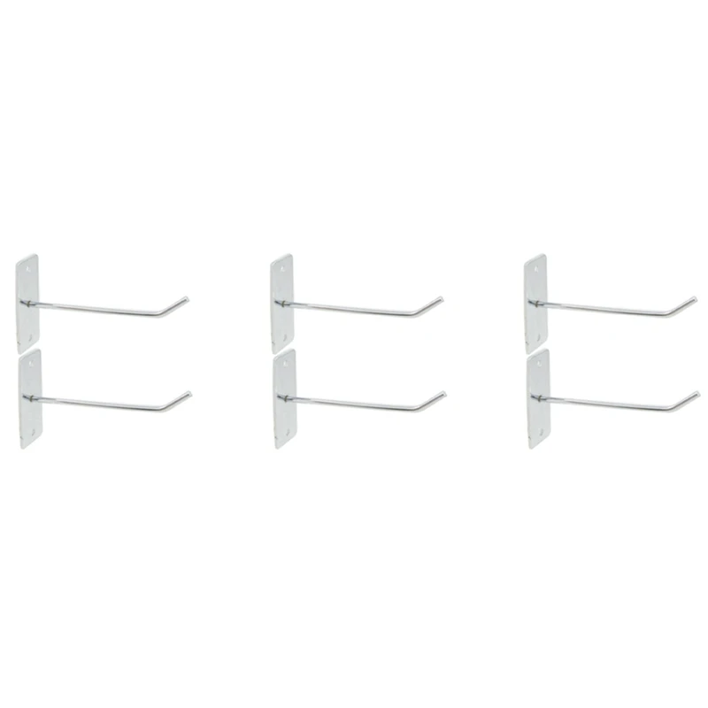 

6 Pcs Wall Board Hanger Metal Clothes Towels Display Hook Silver Tone