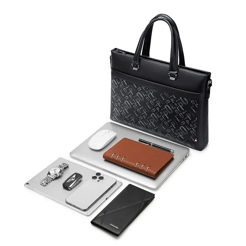 Портфель мужской деловой из воловьей кожи многофункциональная сумка-тоут в