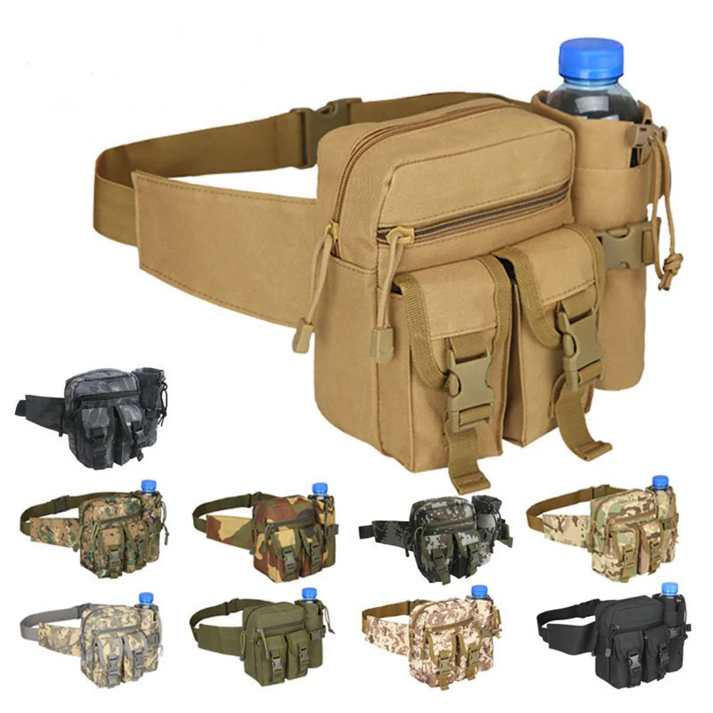 

Tactical Waist Pack Outdoor Men Waist Bag Detachable Water Bottle Holder Pocket Hunting Hiking Camping Bag Nylon Phone Pouch