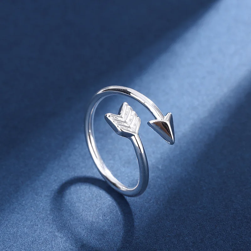 

925 Sterling Silver Romantic Cupids Arrow Shape Adjustable Ring Minimalist Sword Fine Jewelry for Women Man Wedding Party Gift