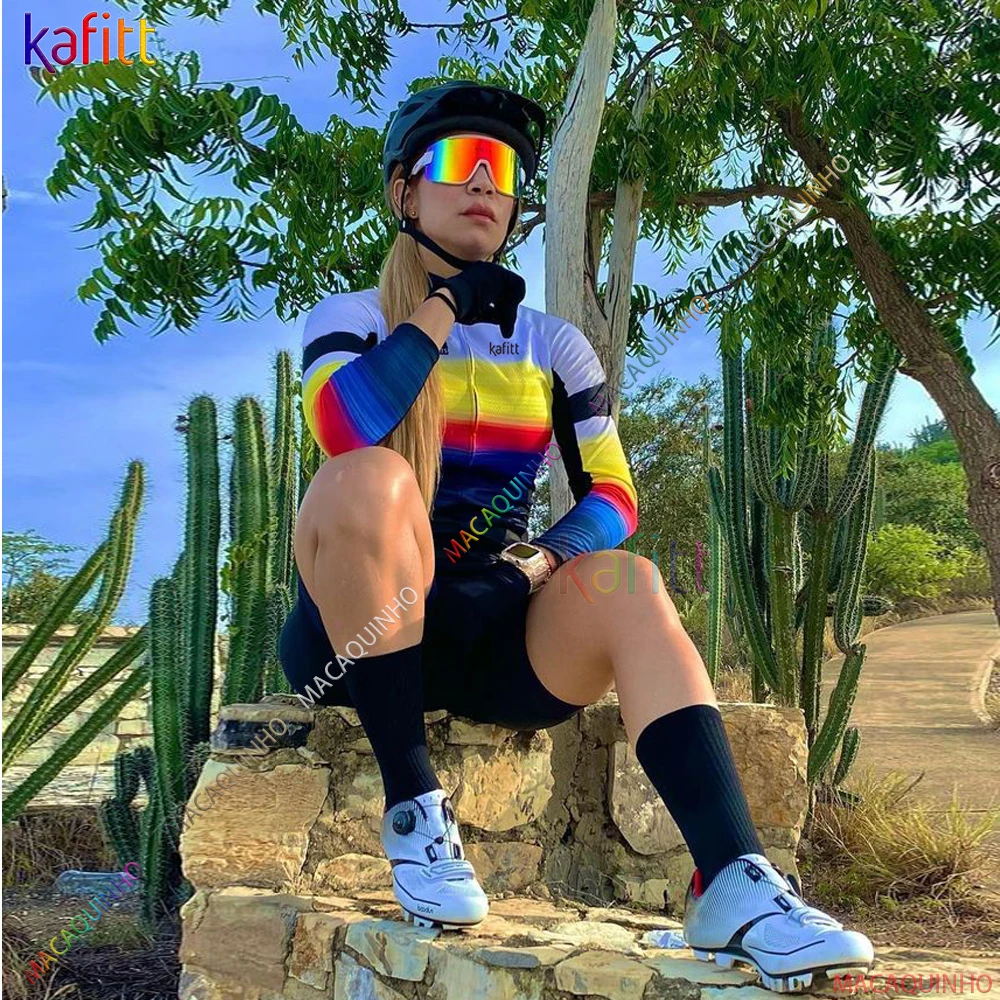 

Женская велосипедная майка, одежда 2022, профессиональная командная велосипедная рубашка macaquмузыка, летний комплект с длинным рукавом из 9D гелевых брюк, мужская одежда