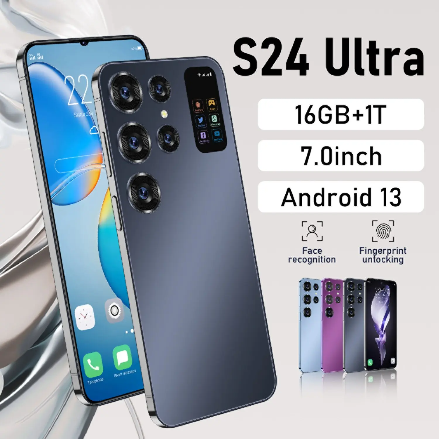 

Смартфон S24 Ultra, 7,0 дюйма, 16 ГБ + 1 ТБ, 2 Sim-карты