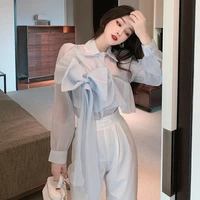 2022 summer new french simple style women sexy light luxury shirt pants suit boutique fashion clothing women suit set