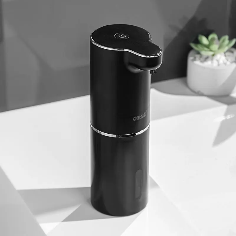 Dispensador automático de jabón de espuma para el hogar, dispensador de desinfectante de manos inteligente con carga USB, color negro