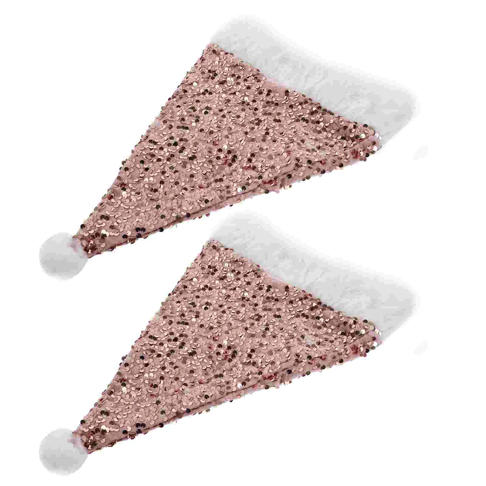 

2Pcs Festival Xmas Hats Versatile Sequin Caps Delicate Sequin Hats Xmas Caps