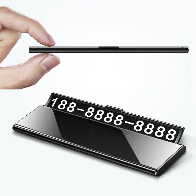 

Card Phone Number One-click hid Car Temporary Parking Ultra-thin Drawer Hideable Luminous Telephone Number Plate car Accessories