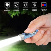 portable flashlight mini keychain flash lamp uv light magnetic 10 light modes torch with usb typec rechargeable ipx6 waterproof
