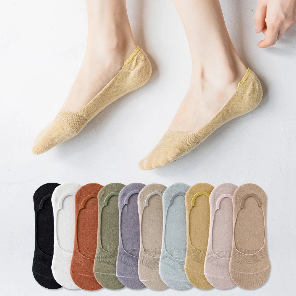 

Instime 5 пар/компл. из милые носочки для женщин с коротким голенищем; Носки-Башмачки из хлопка сплошной Цвет женские носки с принтом милых сетча...