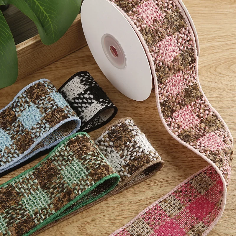 Двухцветная льняная сетка с узором ткацкая лента аксессуары для волос сделай сам