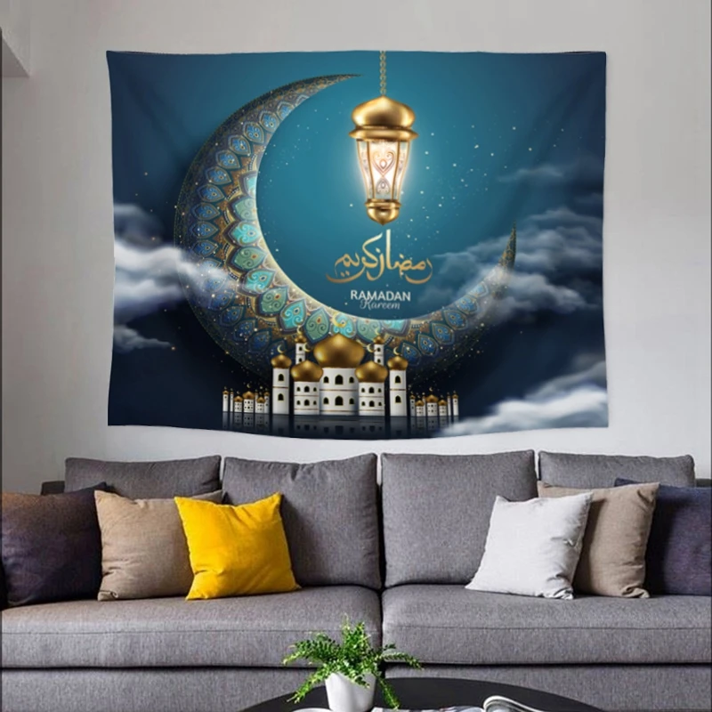 

Ramadan Eid al-Fitr Mubarak Decorative Tapestry Islamic Muslim Wall hanging cloth tapestry home decor can be customized