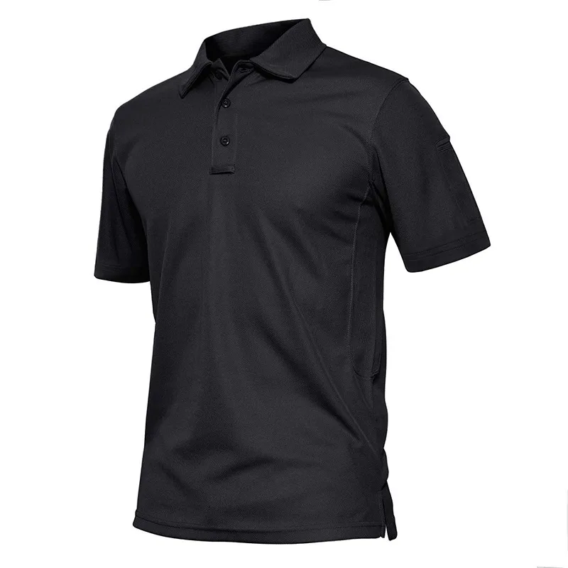 

Summer Sport Casual Polo Shirt Men Solid Color Short Sleeve Tops Breathable Side Slit Business Polos Men's Golf T-shirt