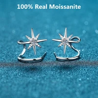 0 28ct moissanite star climber cuff earring sterling silver twist crawler cuff earrings snowflake ear studs for women jewelry