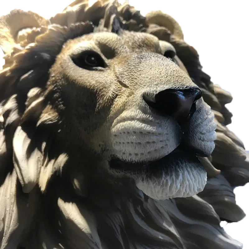 

Resin Animial Head Wall Decor Wolf Lion Leopard Bear Wall Mounted Sculpture Resin Animal Ornaments Home Decoration Room Decor