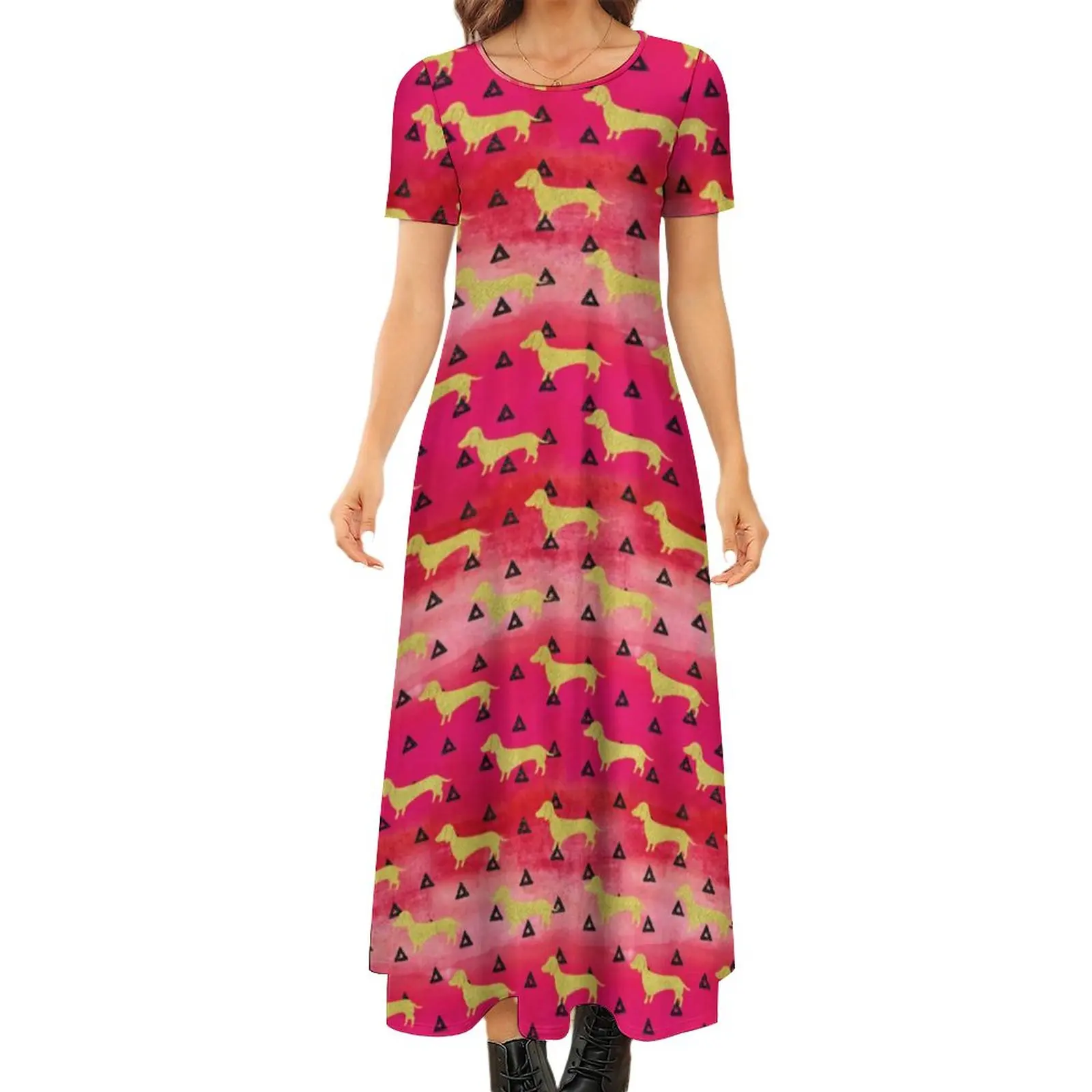 

Платье женское длинное в стиле «такса», с треугольниками