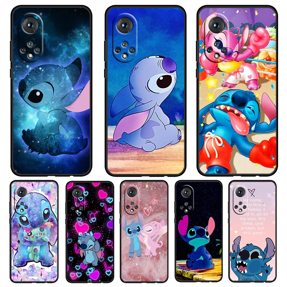 

Disney Cartoon Animation Lilo Stitch Black Phone Case For Honor 70 60 SE 50 X8 X7 X30 X20 20 10 10X 10i 9C 9A 9X 8A 8X Pro Lite