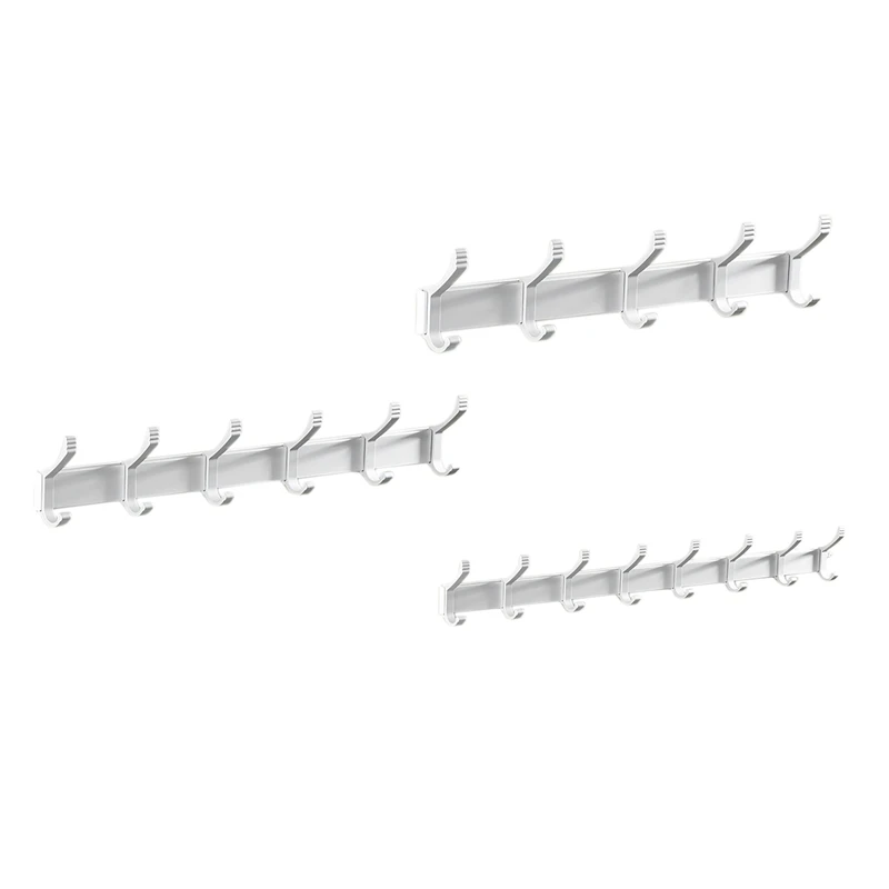 

LUDA White Coat Hooks, Wall Mounted Coat Rack Aluminum Alloy Towel Rope Hook Moveable Dual-Hooks For Bathroom