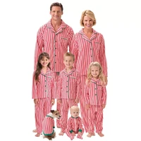 family matching christmas striped blouse pajamas set women men baby kids sleepwear nightwear