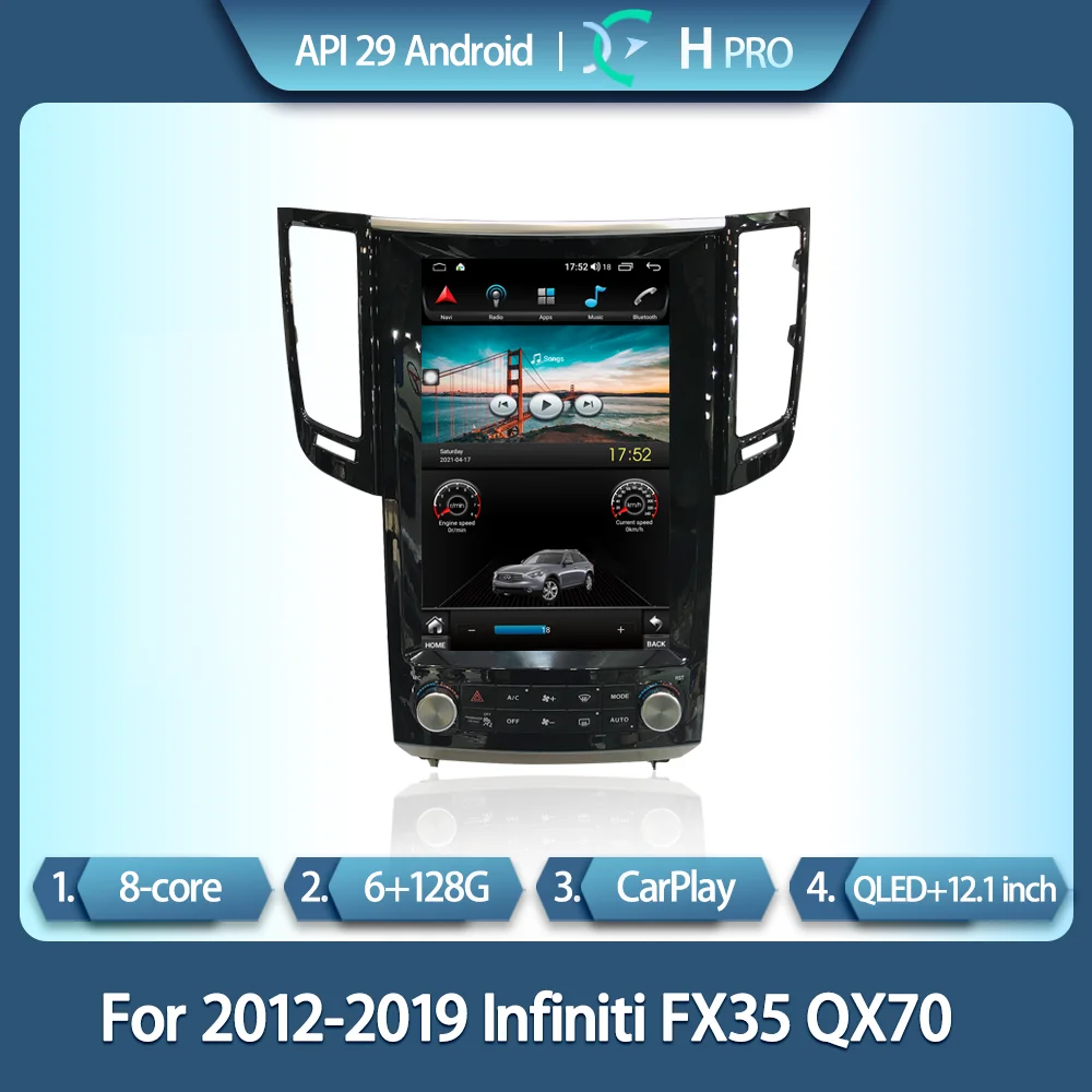 

For 2012-2019 Infiniti FX35 QX70 smart multimedia video player FX35 QX70 radio GPS 12.1 inch Tesla style 4G Infiniti navigation
