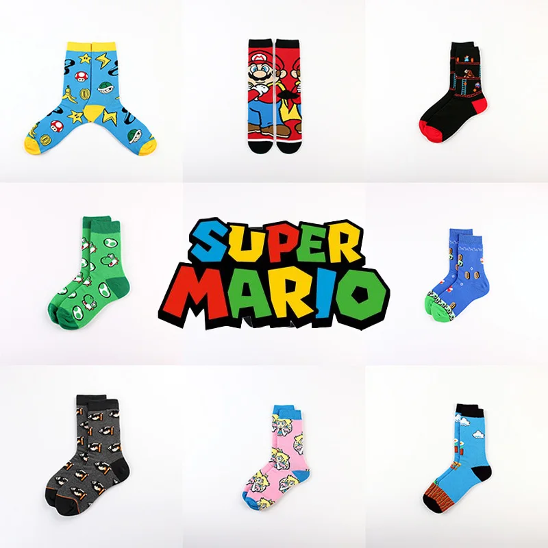 Новые хлопковые носки в стиле Super Mario осенне-зимние дышащие мужские и женские