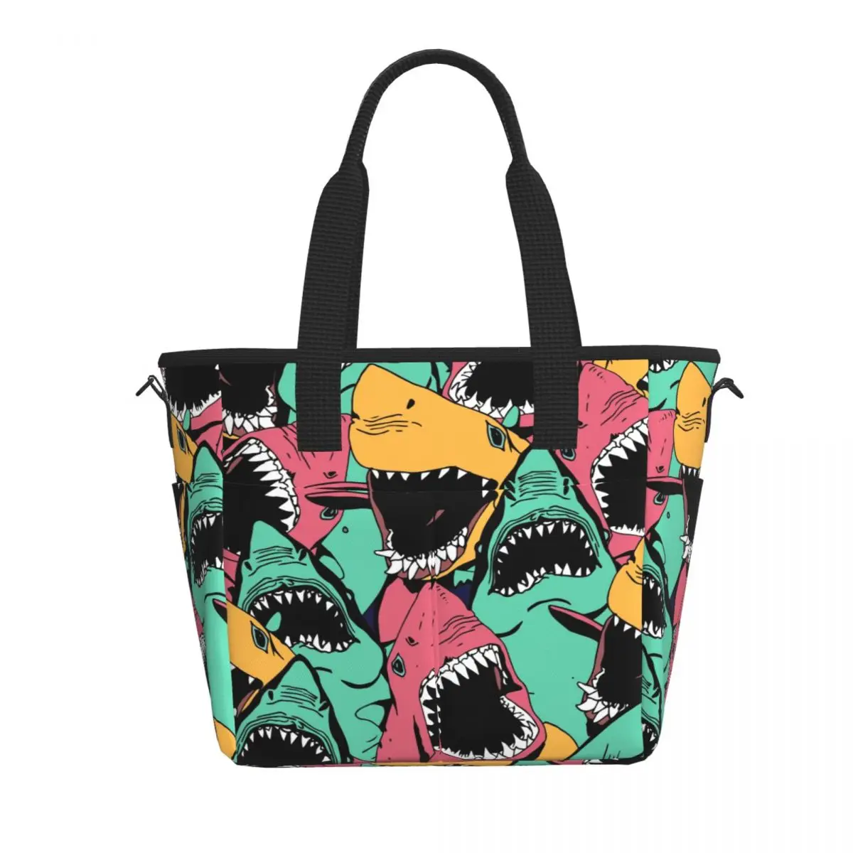 

Свежие пакеты для еды, красочная Акула зла с ртом, Новые дорожные сумки для хранения пикника, модные сумки для обеда