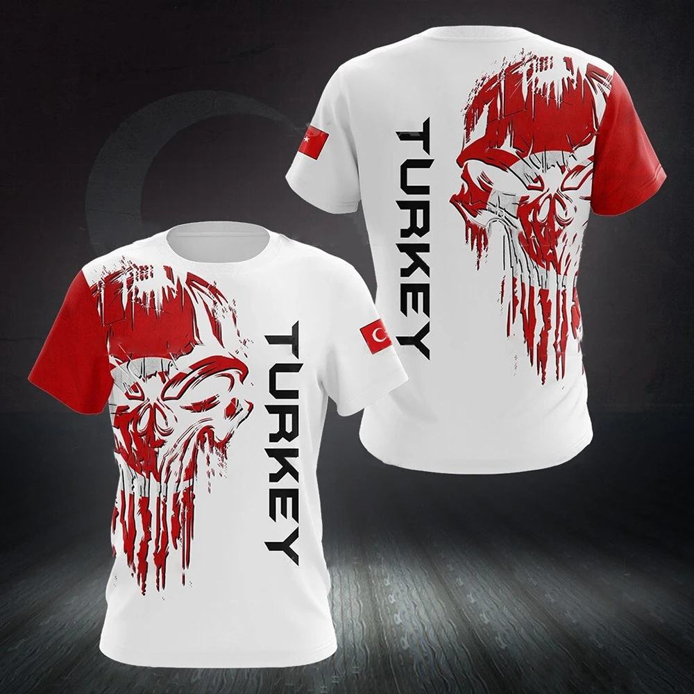 

Fashion Turkey Men's Summer T-shirt Y2k Short-sleeved Tops Turkish Flag Print Shirt 2023 Round Neck Oversized Men's Top Clothing