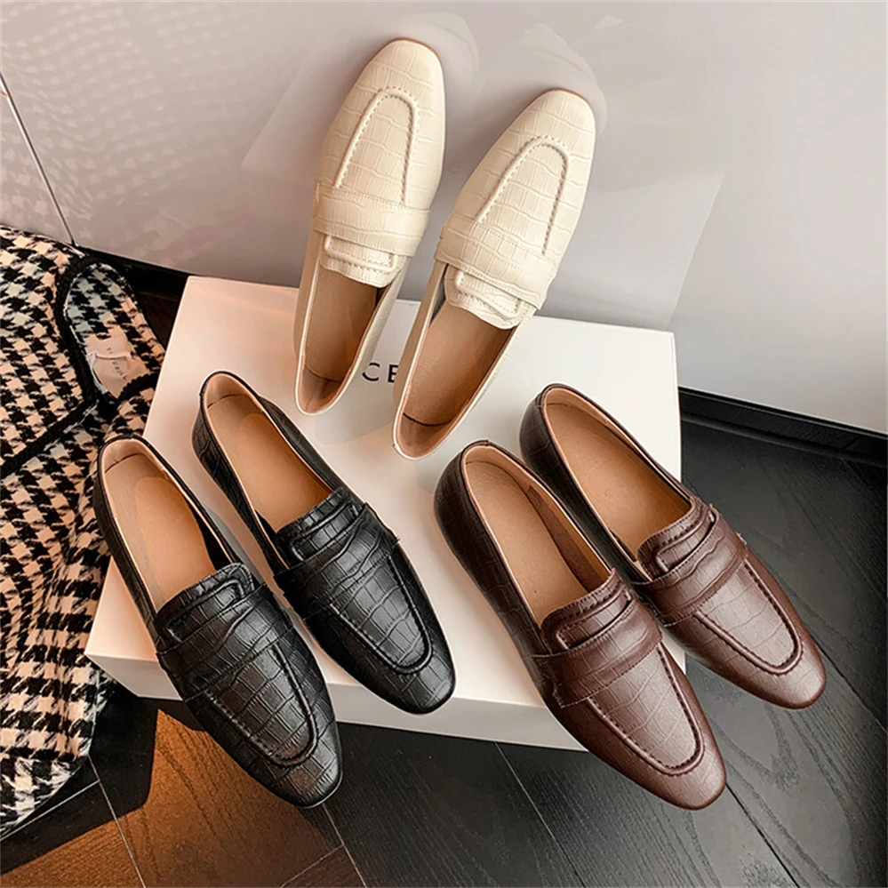 

New British style small leather shoes looper lazy loafers women's 2022 spring and autumn real leather flat heel casual shoes