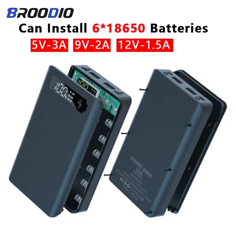 

QC3.0 DIY Shell 6*18650 Batteries Power Bank Case For Smartphone Charging 18650 Battery Holder Fast Charge Battery Storage Boxes