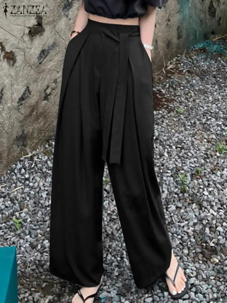 

ZANZEA Autumn Wide Leg Pant Solid Color Ankle Length Palazzo Femme Fashion Causal Elegant Trousers High Waist Women's Pants 2022