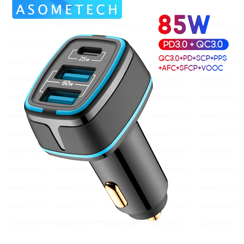 

Автомобильное зарядное устройство с портом USB Type-C, 85 Вт, Quick Charge 4,0, 3,0