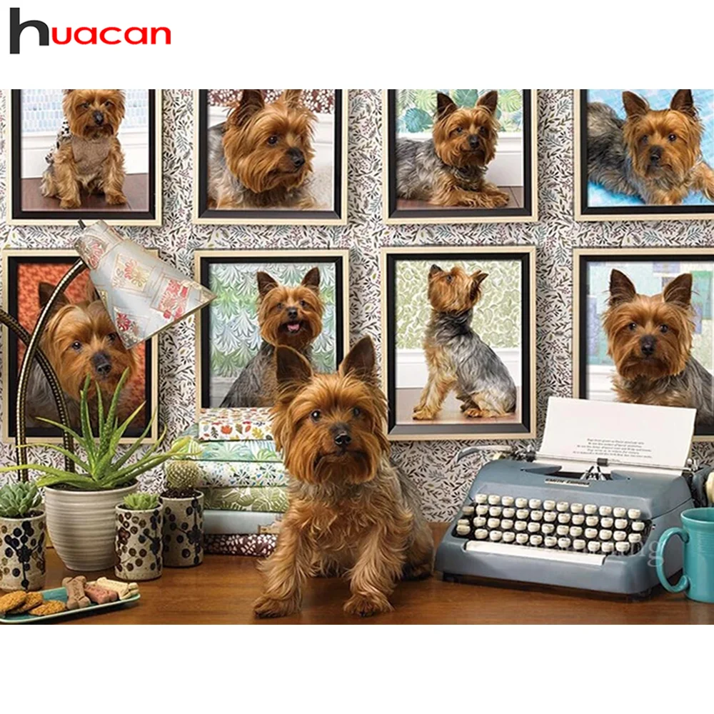 

Набор для алмазной вышивки «сделай сам» Huacan, мозаика с собакой, украшение для комнаты, набор для рисования с животными, квадратные/круглые с...