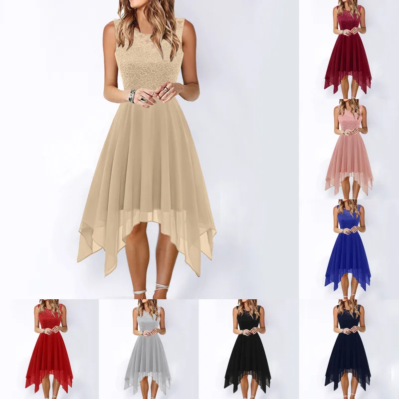 

Women's Dress Long Summer Hollow Waist Sexy Elegant Girls' Solid Color Dresses Evening Dress Pleated Skirt For Ladies 2023
