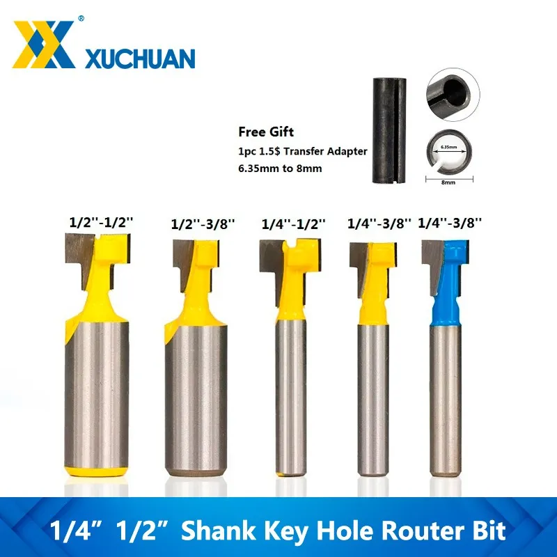 1/4'' 1/2'' 8mm Shank T Slot Milling Cutter Keyhole Screw Hole Cutter CNC Milling Tools Wood Router Bit