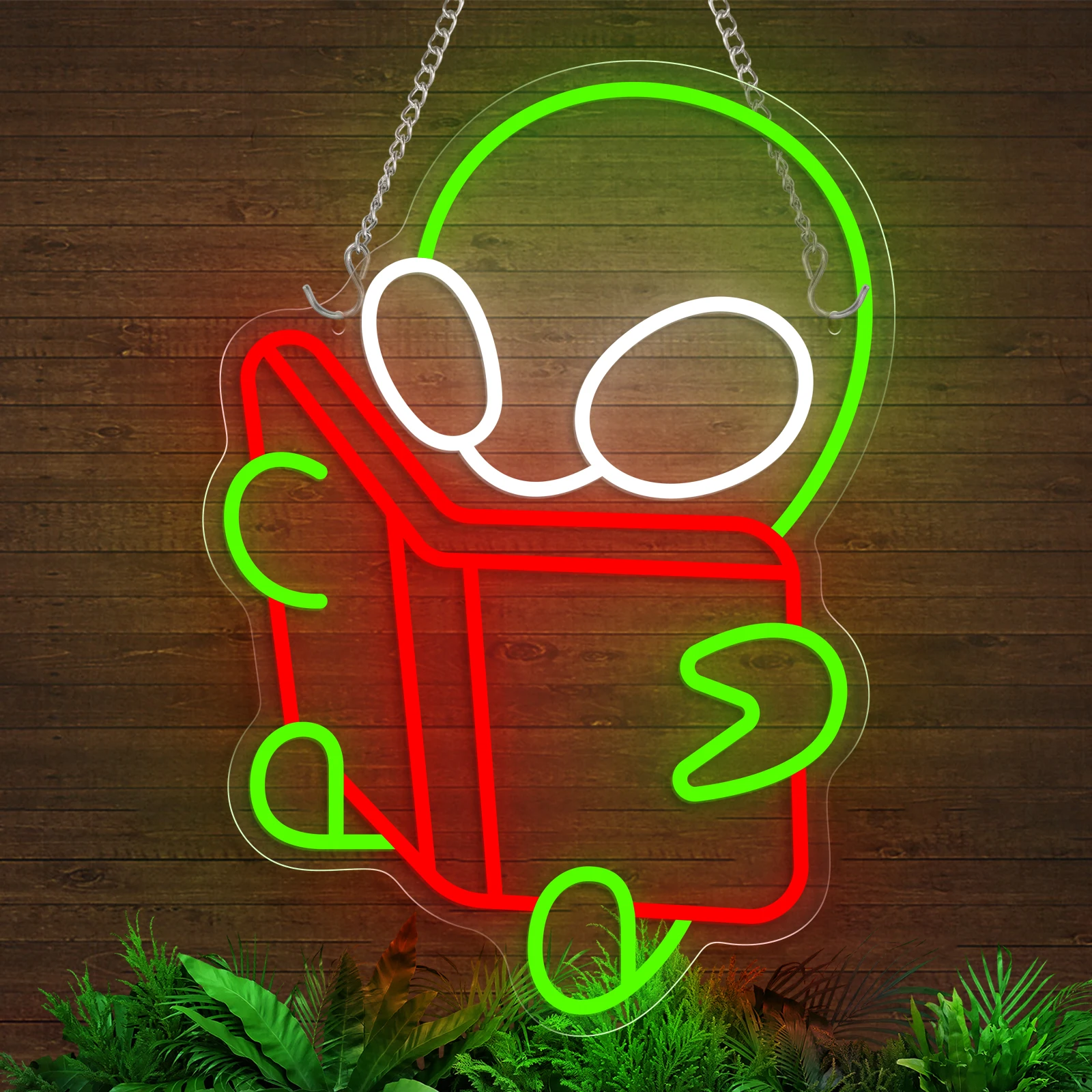 Неоновая Вывеска Чужой Читает Книгу С USB-переключателем Яркостью Ложе Настенный