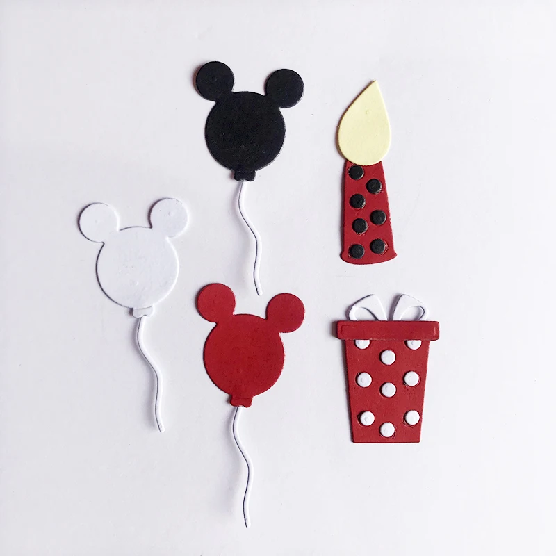 

Mouse Head Birthday Balloon Gift Candle Metal Cutting Dies Stencils for DIY Scrapbooking Photo Album Decorative Embossing DIY
