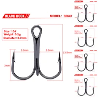 50pcspack stainless steel fishing treble hook black sharp triple hooks barbed multiple sizes and colors anchor hooks tackle