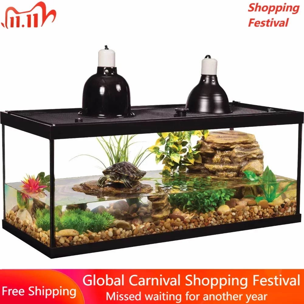 

20-Gallon Deluxe Aquatic Glass Turtle Tank Starter Kit Fishbowl Free Shipping Aquarium Decoration Aquarium Breeding Box Fish For