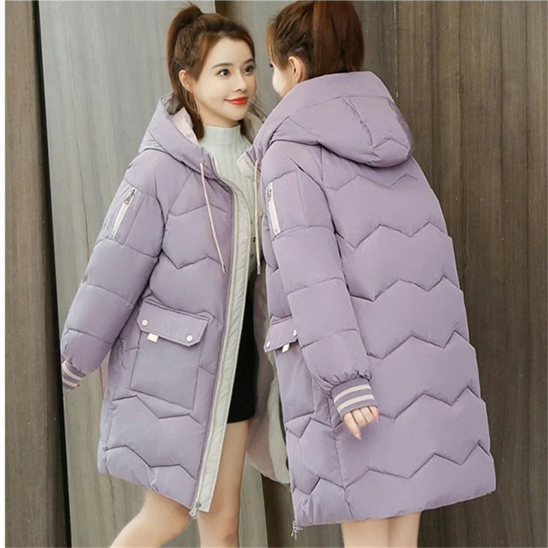 Down Jacket Female Winter 2023 Quilted Coat Spring Parka Demi-season Oversize Zipper Casual Fashion New In Outerwear Hooded